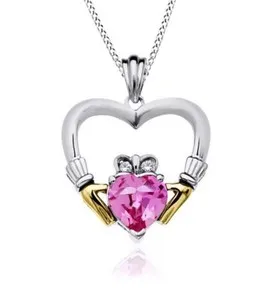 Authentic Celestial Heart Claddagh Amulet - Pink Sapphire Manifestation of Eternal Union