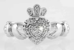 Authentic Claddagh's Radiant Blessing: 0.50CT VVS1 Lab Created Claddagh Ring in 14K White Gold Plated