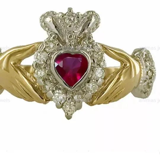 Authentic The Crimson Pledge Claddagh Ring in Radiant Gold