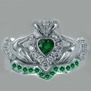 Authentic The Eternal Union: Emerald Claddagh Soul-Bond Ring