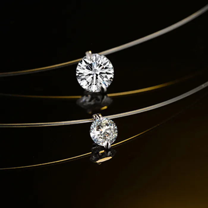 Authentic The Phantom Thread Talisman Floating Diamond Clavicle Necklace In Sterling Silver