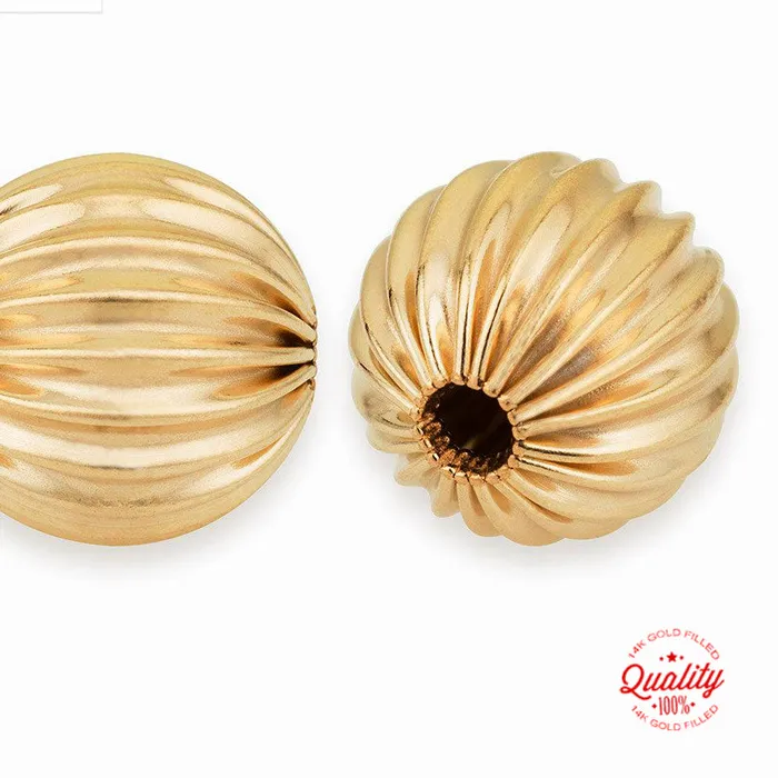 Authentic Celestial Drops Of Sacred Gold- 100 Artisan Corrugated Beads For Spiritual Adornment