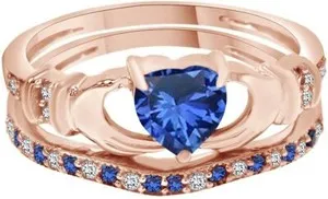 Authentic Rose‑Gold Enchanted Claddagh of Azure Heart & Celestial Light