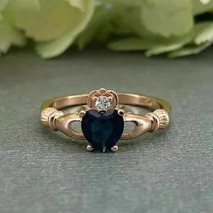 Authentic The Eternal Heart Claddagh Ring in Rose Gold and Lab-Created Sapphire