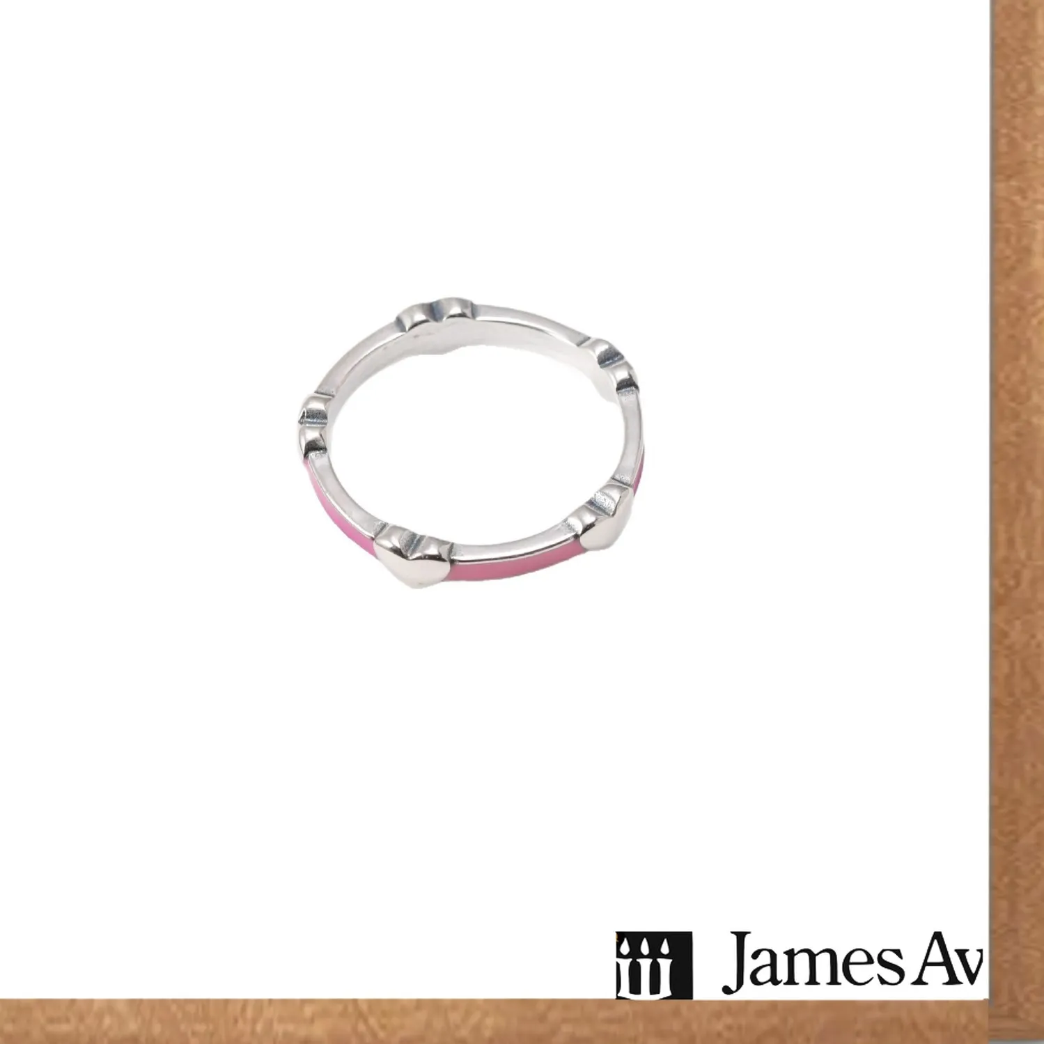 Authentic S925 Silver Pink Enamel Multi Heart Band Ring Full Round Heart Motif Finger Ring Stackable Jewelry