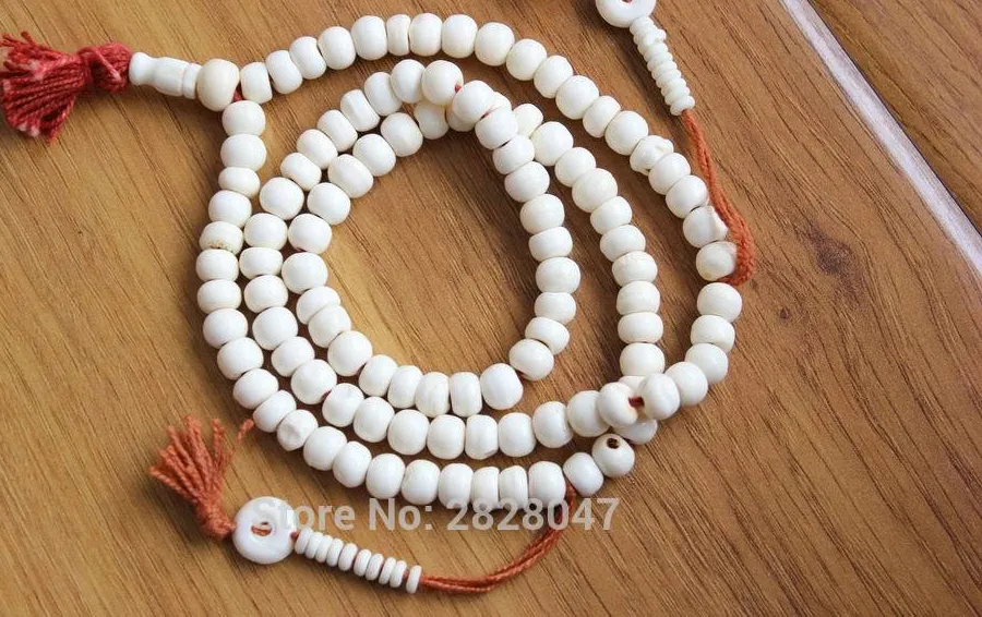 Authentic Sacred Circle Of Serenity- Handcrafted Tibetan Yak Bone Mala Of Enlightenment