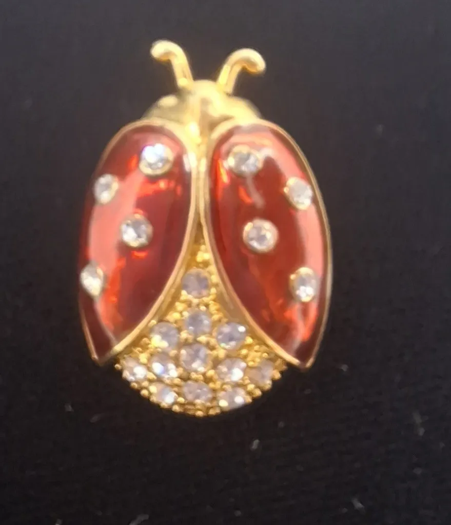 Authentic Rare Hard to Find - Retired Gold Plated DAR Ladybug Pendant Pin By GARNAY