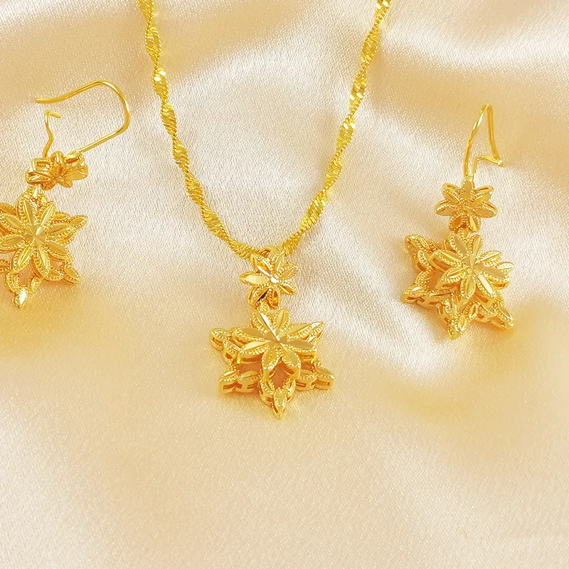 Authentic Ethiopian Minimalist Star Design Jewelry Includes Star- Shaped Earrings And Necklace Pendant Accessories