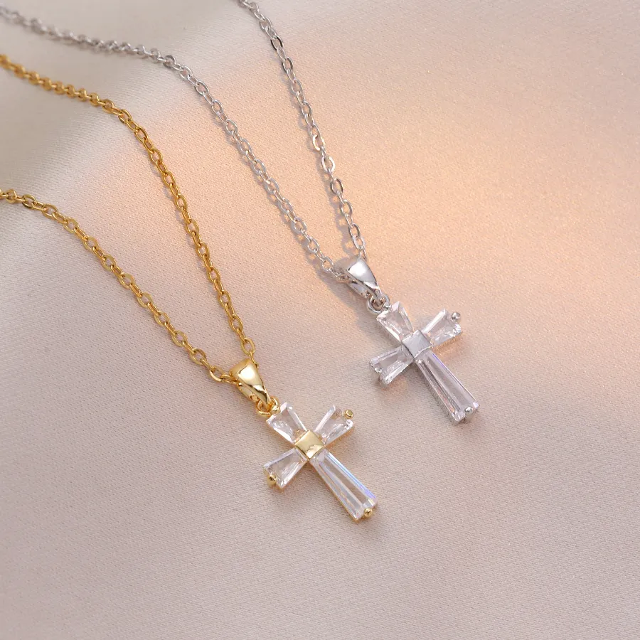 Authentic Cross Of Radiant Light Cubic Zirconia Pendant On Sacred Chain