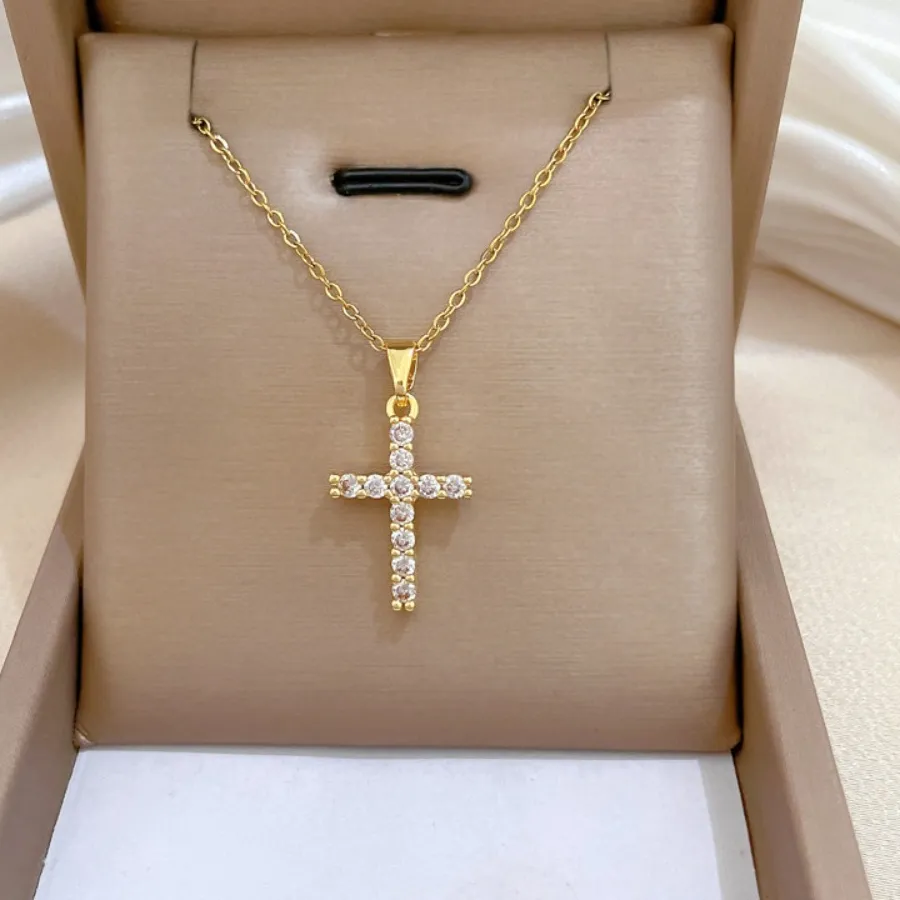 Authentic Celestial Cross Gilded Zircon Talisman