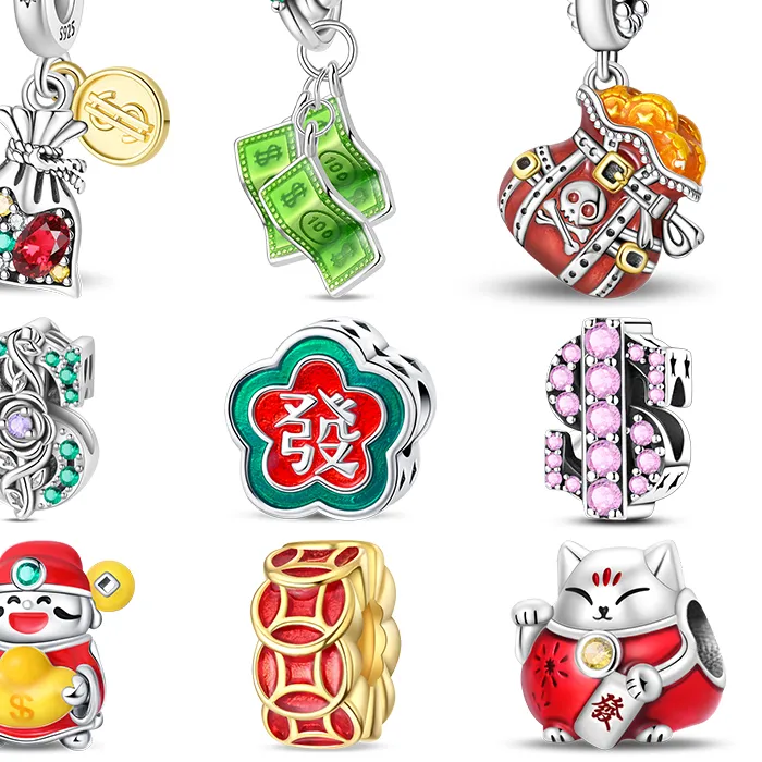 Authentic 925 Sterling Silver Lucky Wealth Dangle Charms God Of Fortune Money Bag Cz Zircon Beads Diy Bracelet Jewelry