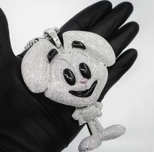 Authentic 2.82 ct Round Cubic Zirconia Men's Silly Rabbit Pendant 14k White Gold Plated