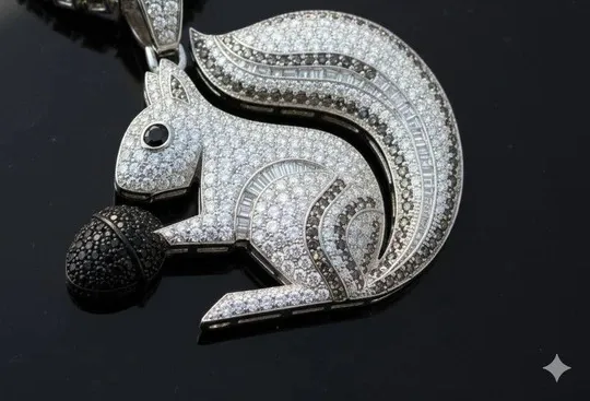 Authentic 2.50Ct Round Cut Real Moissanite Customized Rabbit Pendant 14K White Gold Plated