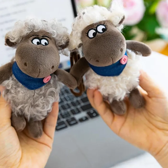 Authentic 13Cm Curly Sheep Plush Keychain Soft Handmade Plush Animal Pendant For Backpack Key Decoration Birthday