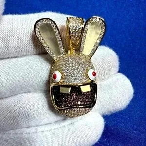 Authentic Mystic Rabbit's Grace - Diamond-Encrusted 14K Gold-Plated Pendant