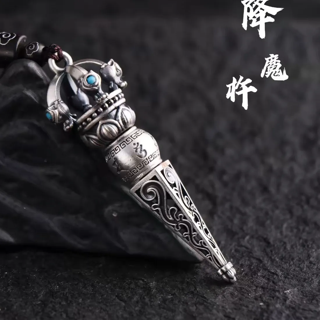 Authentic Vajra Pestle Pendant Of Six Syllable Wisdom Golden Talisman Of Spiritual Dominion