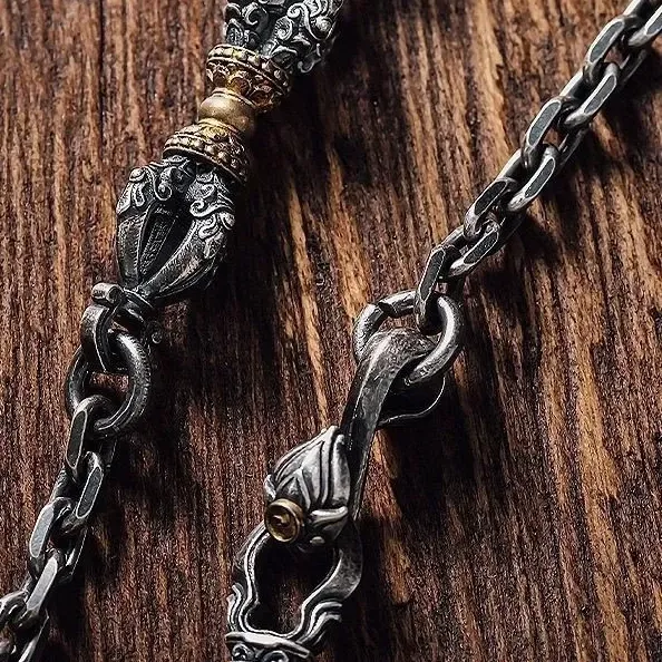 Authentic Vajra Pestle Talisman Of Subjugation Tibetan Bronze Amulet Necklace