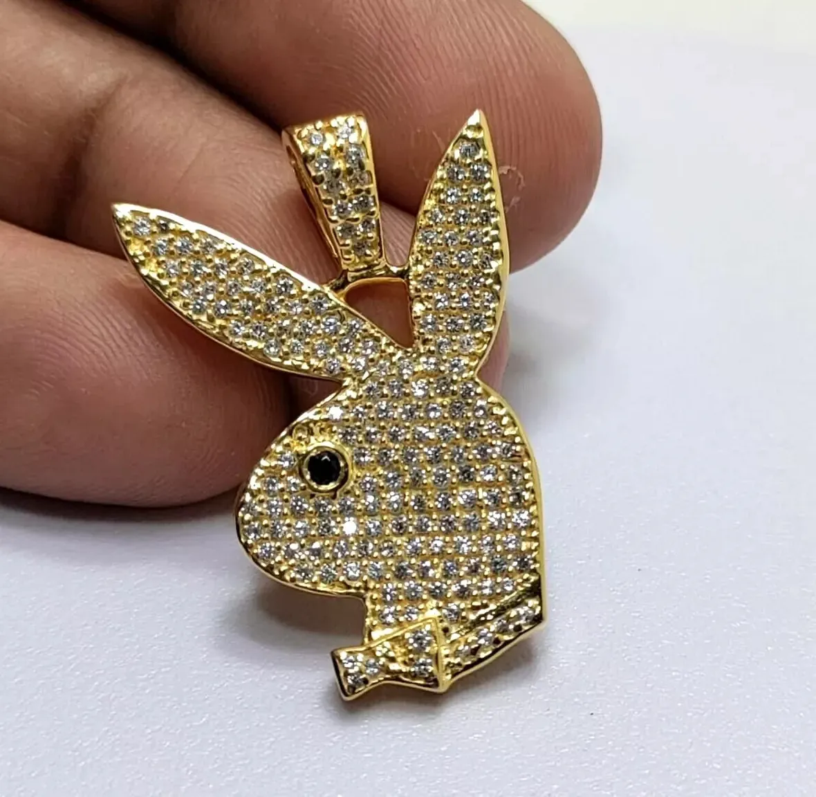 Authentic Mystical Playboy's Lucky Charm: 1 CT Round Moissanite Rabbit Pendant