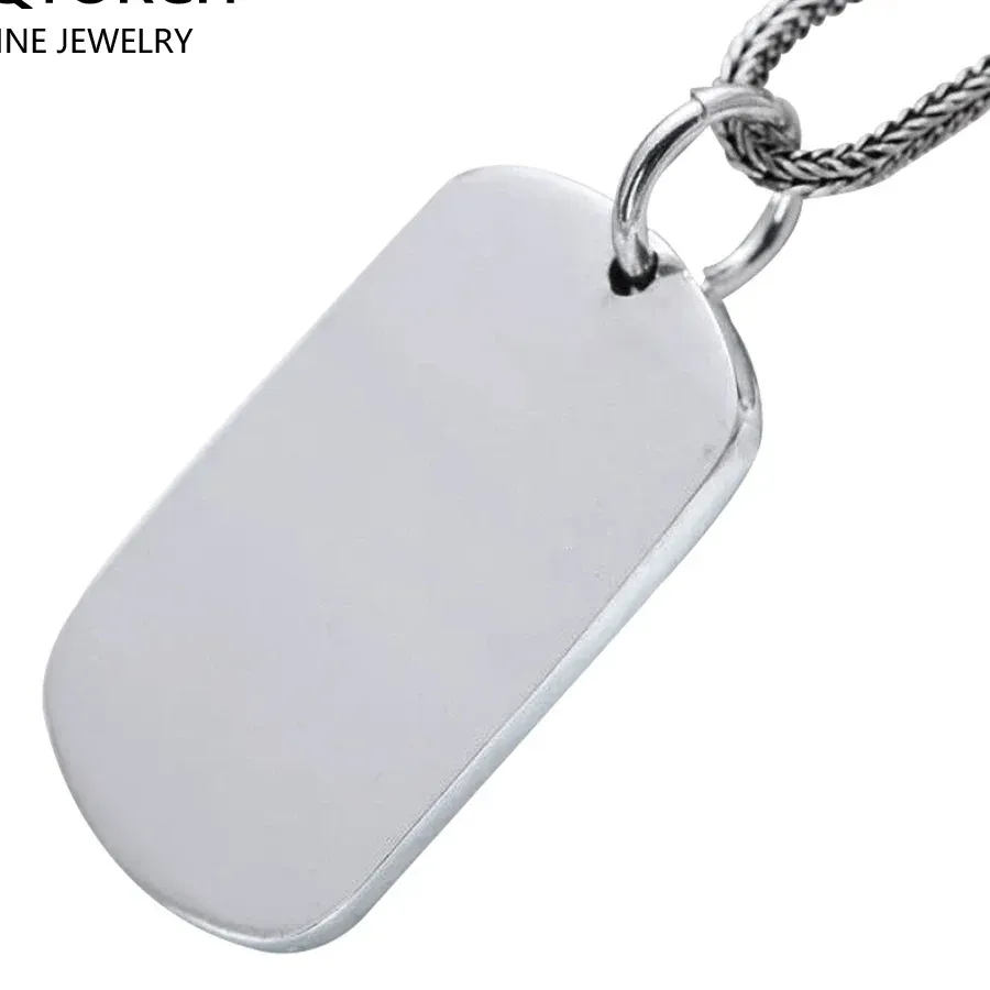 Authentic Soild 999 Sterling Silver Jewelry Stamping Blanks Smooth Tag Pendant And Cool Male Jewellery
