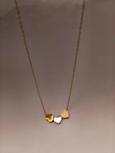 Authentic Woman 18k Gold Plated Heart Charm Love Chain Necklace AG
