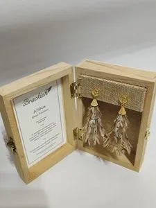 Authentic BRACKISH Anna Statement Feather Earrings 24K Gold Plated Natural Quail Feathers