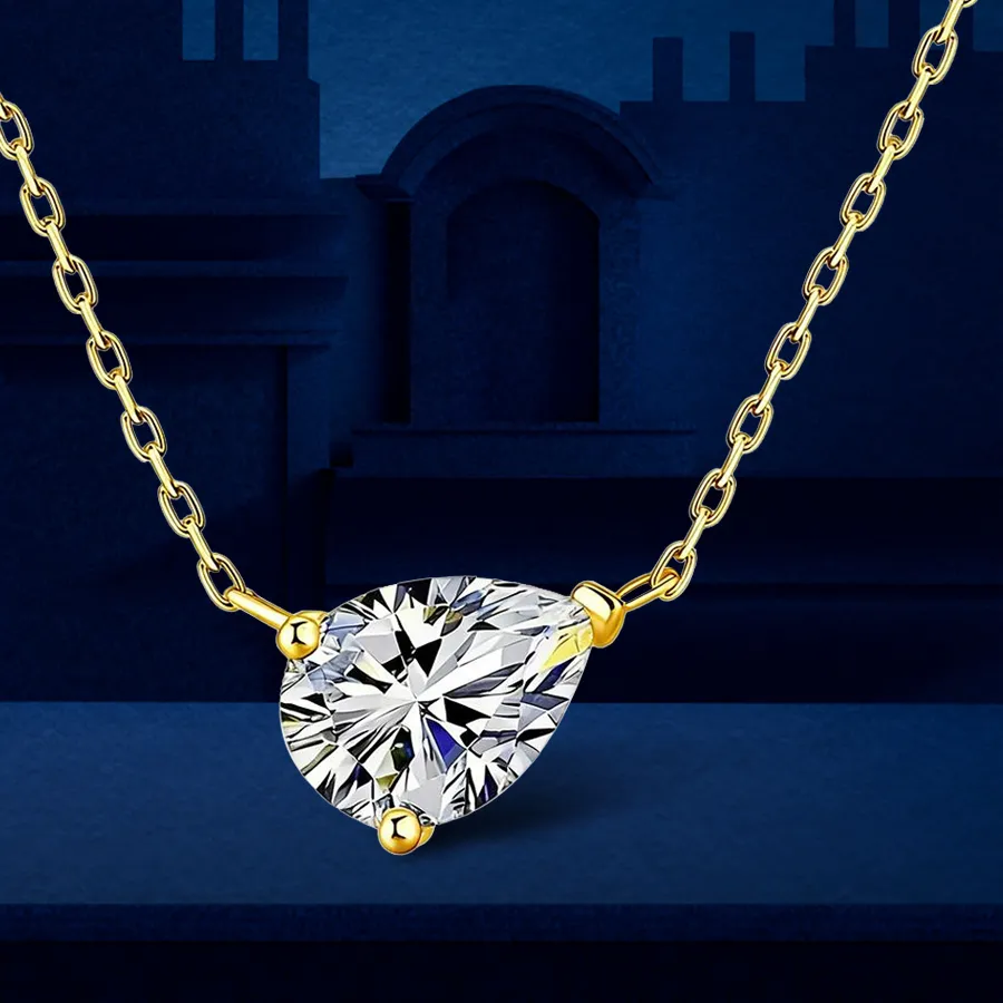 Authentic Tears Of The Celestial Weaver Pear- Shaped Moissanite Pendant