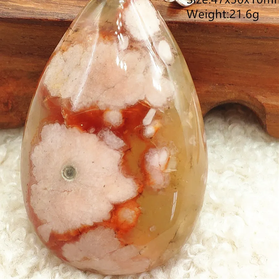 Authentic Natural Cherry Orange Agate Pendant Necklace Rectangle Red Yellow Agate Pendant Water Drop Jewelry Aaaaa