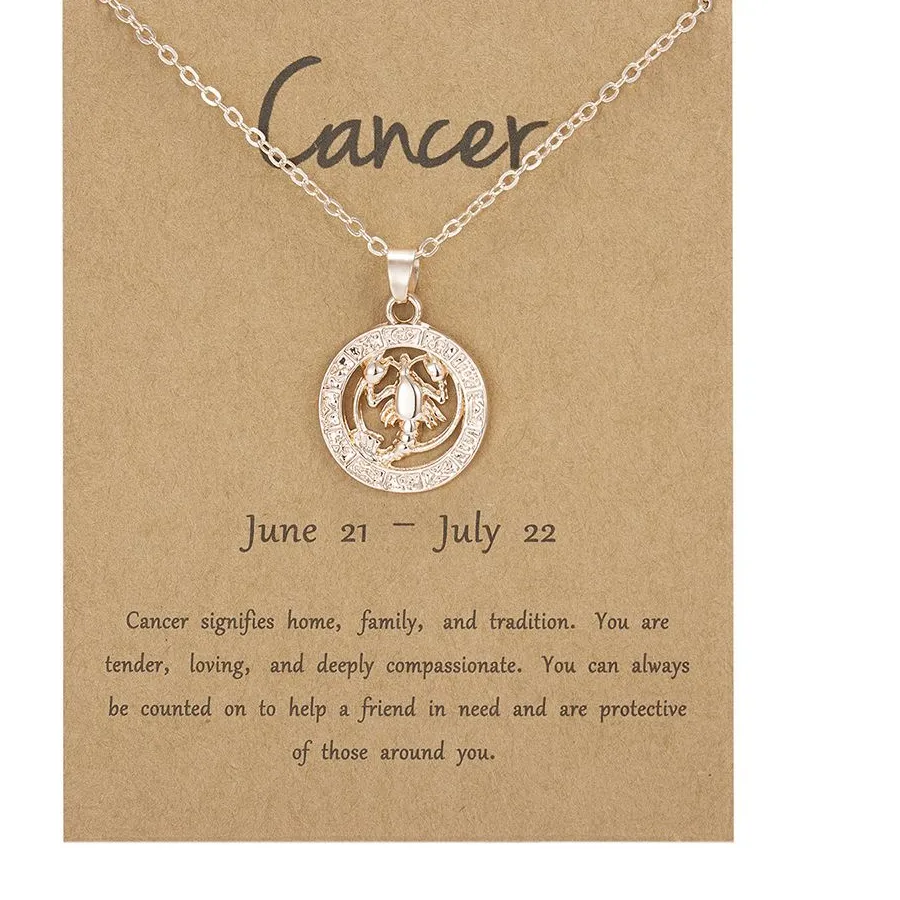 Authentic Color Girls Guardian Star Hollow Out Horoscope Taurus Libra Animal Zodiac Sign Choker Pendant 12 Constellation