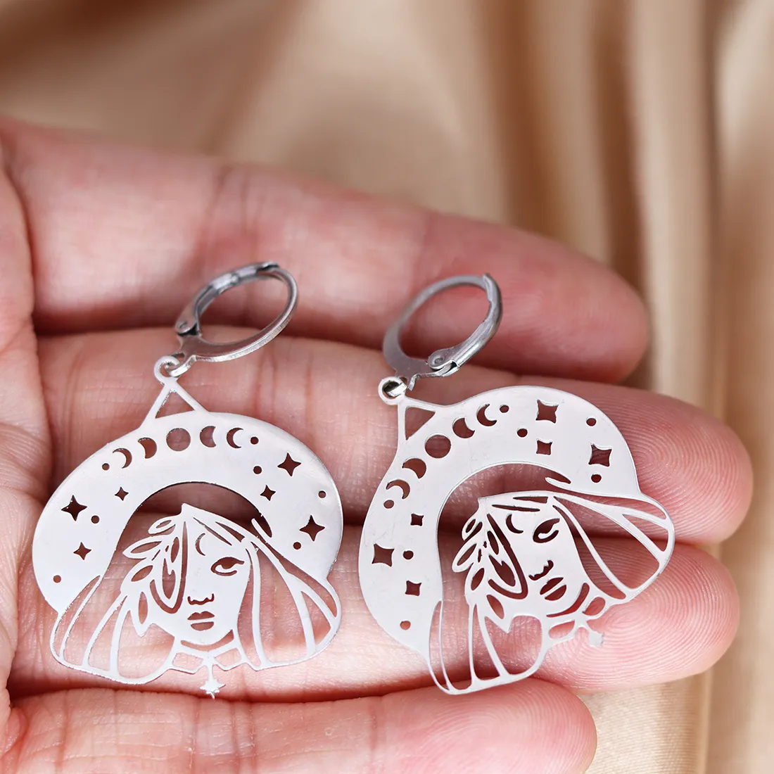 Authentic Luna Moth Star Hoop Earrings A Talisman Of Celestial Wonder And Enchanted Whispers