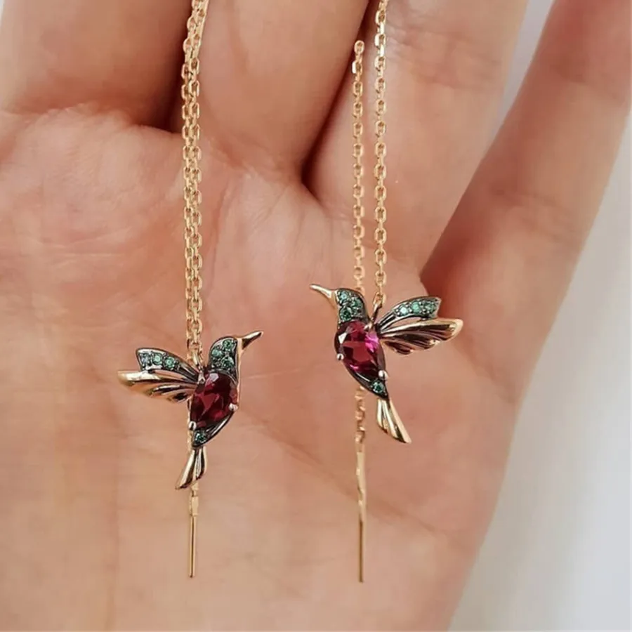 Authentic Woodpecker Whisper Hummingbird Earring Of Golden Protection