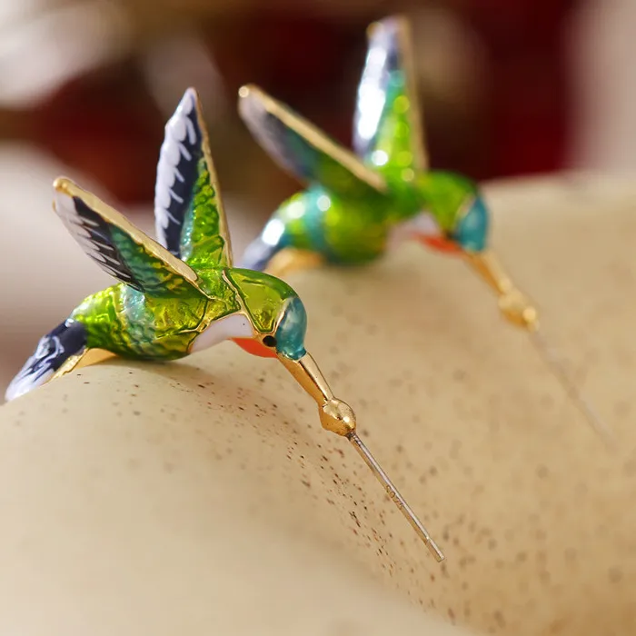 Authentic Hummingbird Echo 3D Gold Plated Ear Talisman Of Joy