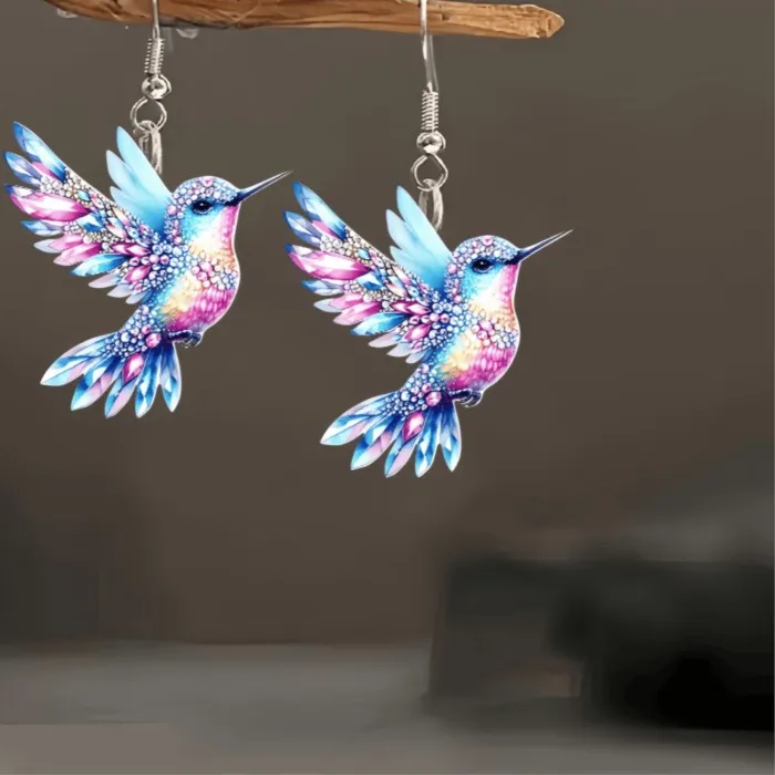Authentic Hummingbird Dangle Earrings Animal Earring Statement Jewelry