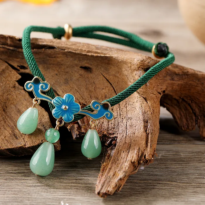 Authentic Whispers Of The Green Earth Aventurine Anklet With Cloisonné Shell Accent