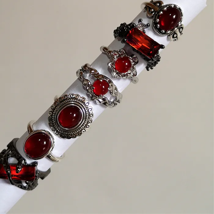 Authentic Moonlit Bloodstone Covenant Ring Gothic Irregular Geometry Talisman Of Passionate Protection
