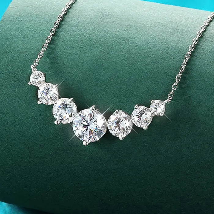 Authentic Smyoue 1.7- 5Cttw All Moissanite Necklace Smile Princesses Sparkling Diamond Pendant S925 Sterling Silver Plated Pt950