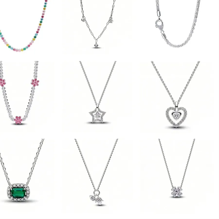 Authentic The Prismatic Halo 925 Sterling Silver Rainbow Tennis Necklace
