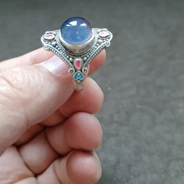 Authentic Azure Tribal Amulet Ring A Silver Statement Of Mystic Splendor