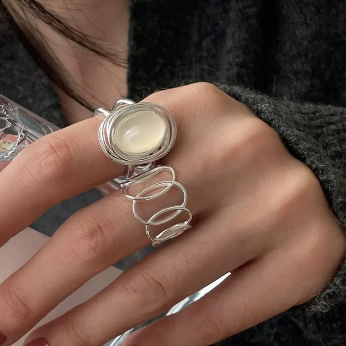 Authentic Lunar Fertility Talisman Silver Moonstone Ring