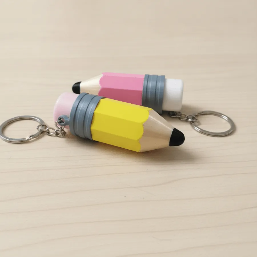 Authentic Creative 3D Printed Pencil Key Chain Pencil Shape Simulation Calming Pencil Keychain Pressable Fidget Finger Button Pendant