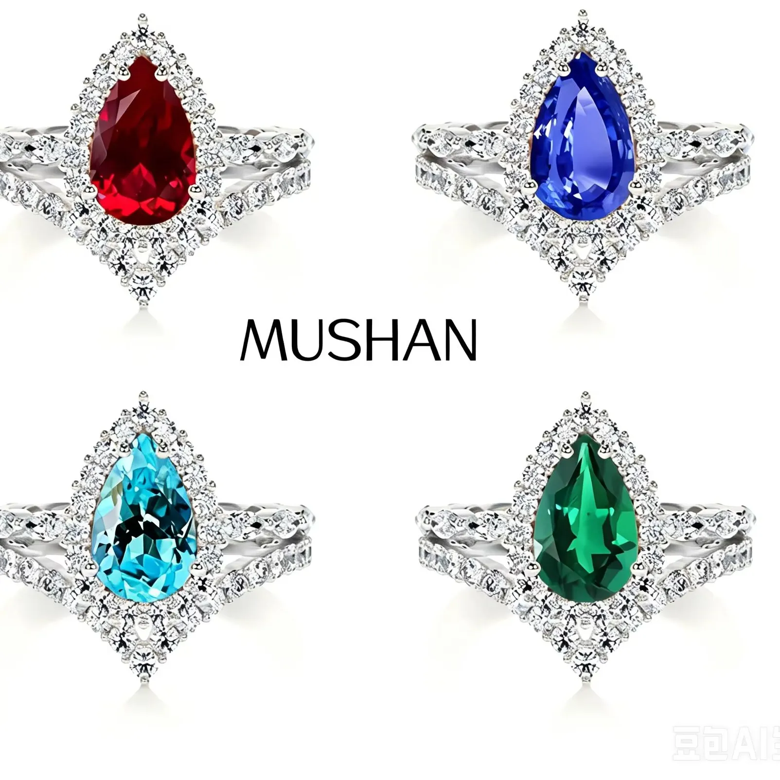 Authentic Mushan Bespoke Jewelry 925 Sterling Silver Ring Band Lab Grown Sapphire Ruby Paraiba Ring 18K Gold Plated Rings