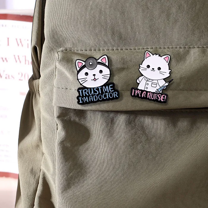 Authentic Creative Pet Doctor Collection Enamel Brooches Dogtor Cat Nurse Take Your Meds Pins For Backpack Hat Jewelry