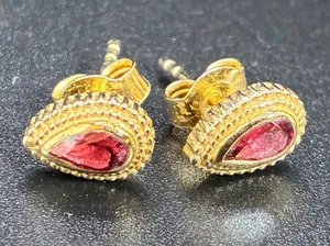 Authentic Crimson Heart Rhodolite Garnet Talisman Earrings - Sacred Vitality and Passion Amulets