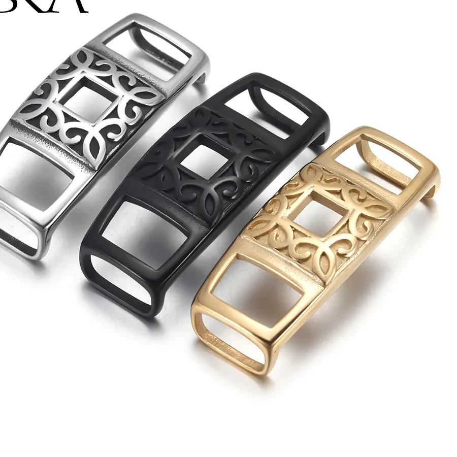 Authentic Cutout Rectangle Slider Talisman- 12X6Mm For Worn Leather Cords