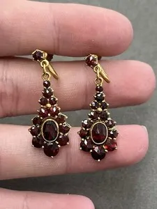 Authentic Vintage Bohemian Garnet Gold Plated Earrings