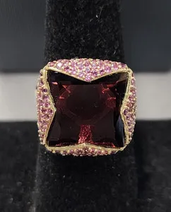 Authentic Crimson Heart's Embrace: Garnet & Rhodolite Sovereign Ring