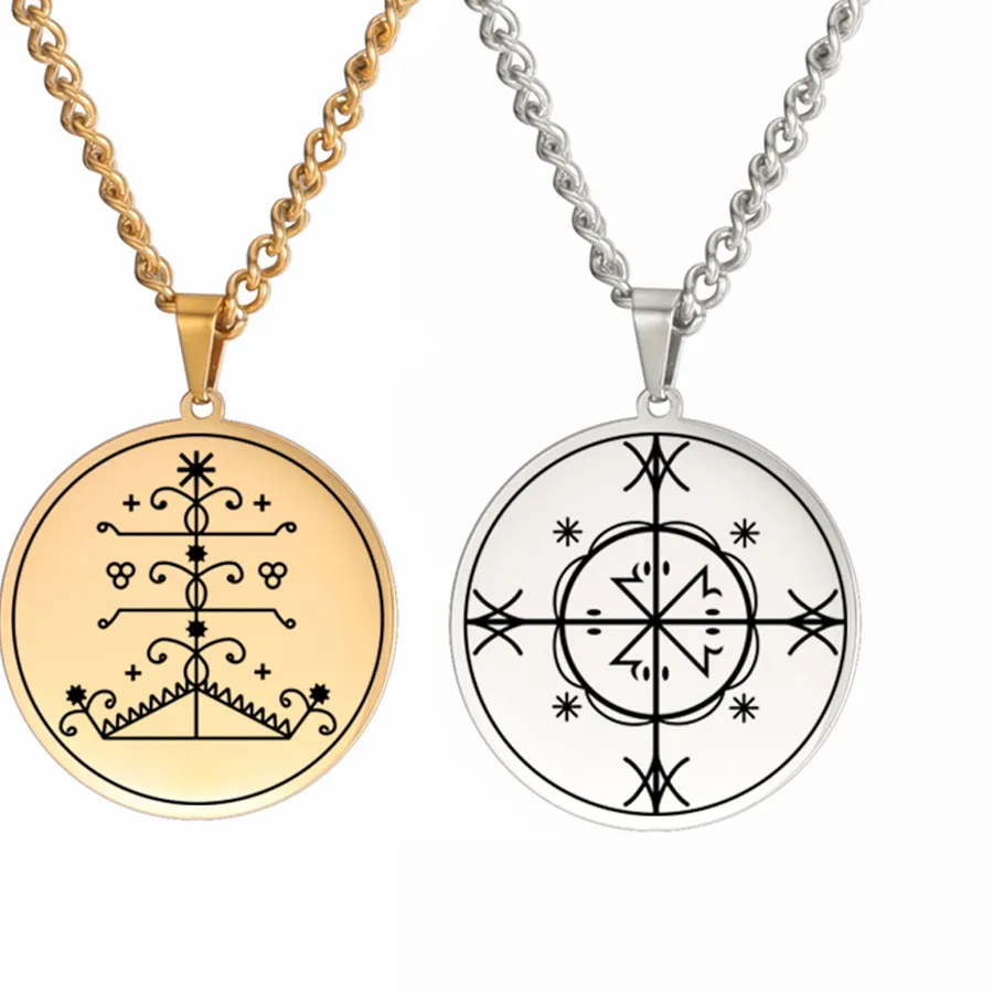 Authentic Dawapara Papa Legba Voodoo Necklace Ritual Altar Pendant Ezili Dantor Vodou Loa Veve Symbol Occult Amulet