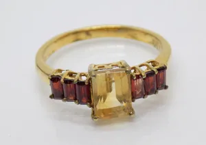 Authentic The Sovereign Sun-Fire Talisman: Citrine and Garnet Golden Ring