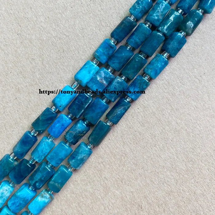 Authentic 7'' Natural Faceted Blue Apatite Cylinder Spacer Stone Beads 6.5X10Mm For Jewelry Making Diy