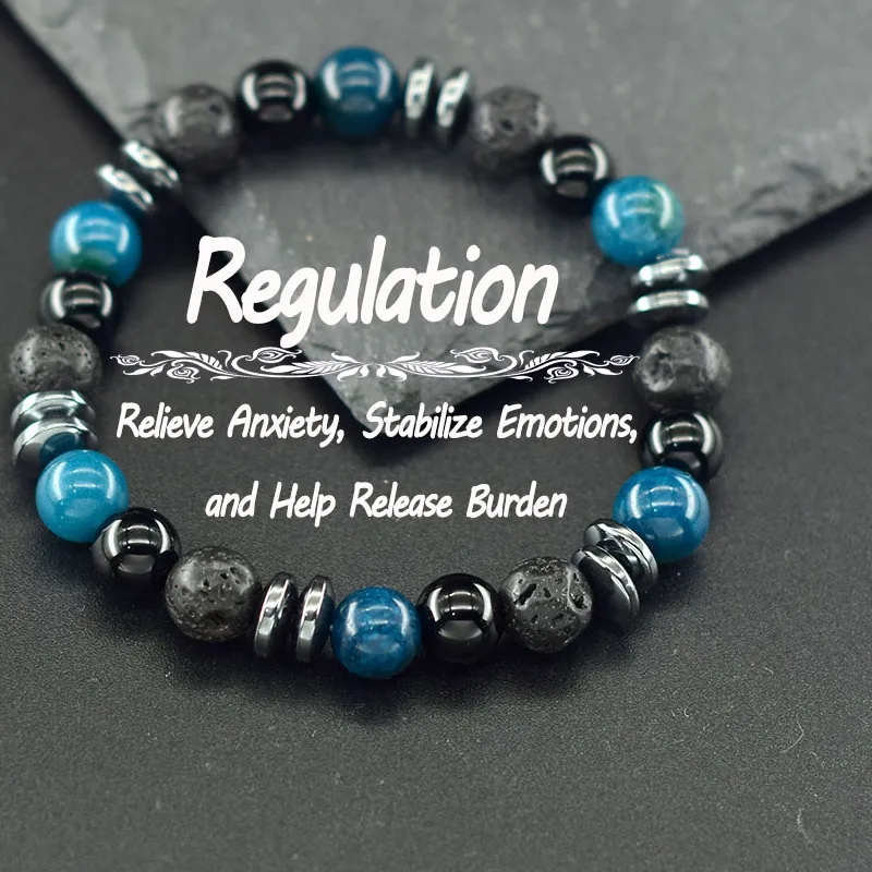 Authentic Natural Blue Apatite Stone Beads Bracelet Hematite Accessories Relieve Anxiety Release Burden Jewelry For Lover