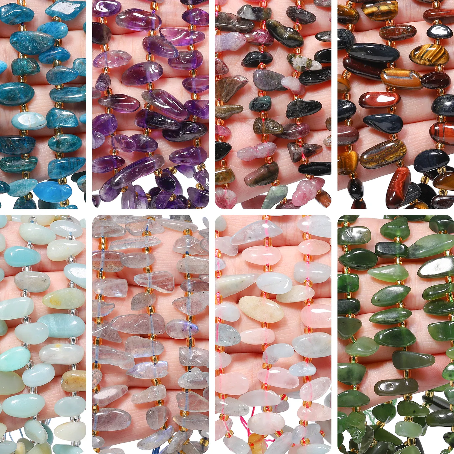 Authentic Celestial Gravel Of The Triple Goddess Tourmaline, Apatite And Amethyst Spacer Beads